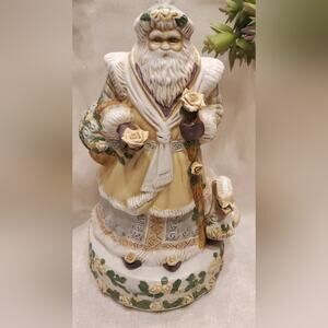 Victorian Porcelain St Nick Santa Musical box Plays White Christmas